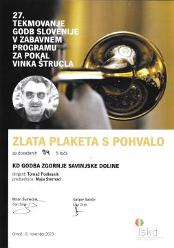 Zlata plaketa s pohvalo Godba ZSD Ormož 2023 (003)